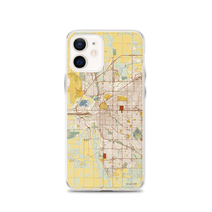Custom Lincoln Nebraska Map iPhone 12 Phone Case in Woodblock