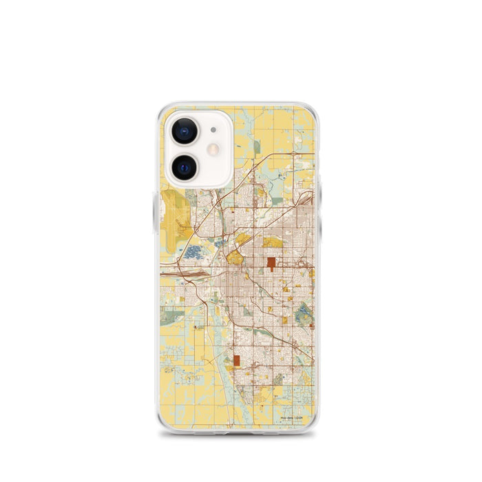 Custom Lincoln Nebraska Map iPhone 12 mini Phone Case in Woodblock