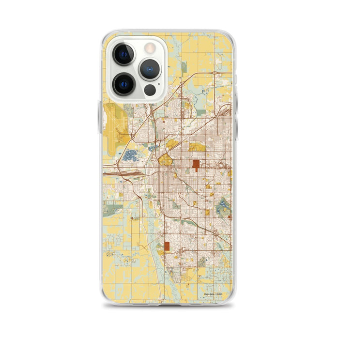 Custom Lincoln Nebraska Map iPhone 12 Pro Max Phone Case in Woodblock
