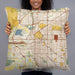 Person holding 22x22 Custom Lincoln Nebraska Map Throw Pillow in Woodblock