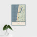16x24 Lincoln City Oregon Map Print Portrait Orientation in Woodblock Style With Tropical Plant Leaves in Water