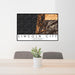 24x36 Lincoln City Oregon Map Print Lanscape Orientation in Ember Style Behind 2 Chairs Table and Potted Plant