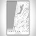 Lincoln City Oregon Map Print Portrait Orientation in Classic Style With Shaded Background