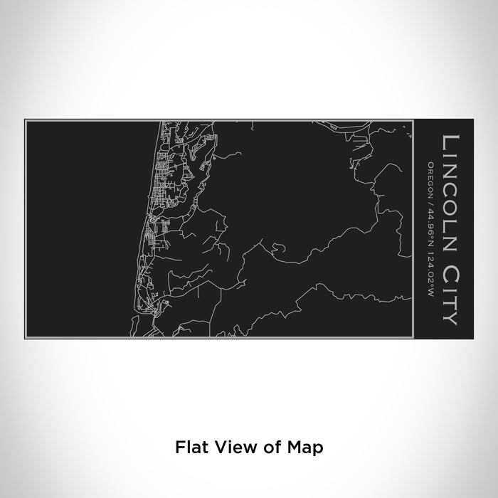 Rendered View of Lincoln City Oregon Map Engraving on 17oz Stainless Steel Insulated Cola Bottle in Black