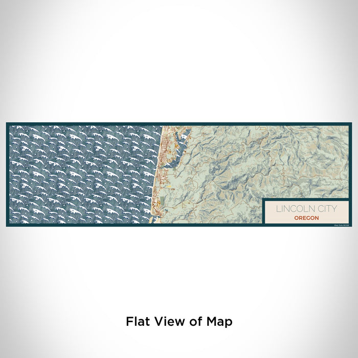 Flat View of Map Custom Lincoln City Oregon Map Enamel Mug in Woodblock
