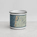 Front View Custom Lincoln City Oregon Map Enamel Mug in Woodblock