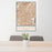 24x36 Lincoln Park Michigan Map Print Portrait Orientation in Woodblock Style Behind 2 Chairs Table and Potted Plant
