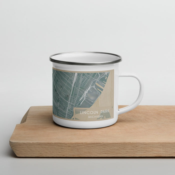 Right View Custom Lincoln Park Michigan Map Enamel Mug in Afternoon