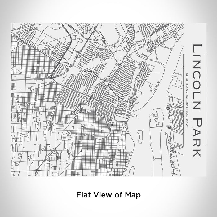Rendered View of Lincoln Park Michigan Map Engraving on 20oz Stainless Steel Insulated Bottle with Bamboo Top in White