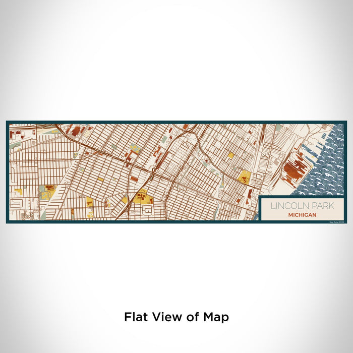 Flat View of Map Custom Lincoln Park Michigan Map Enamel Mug in Woodblock