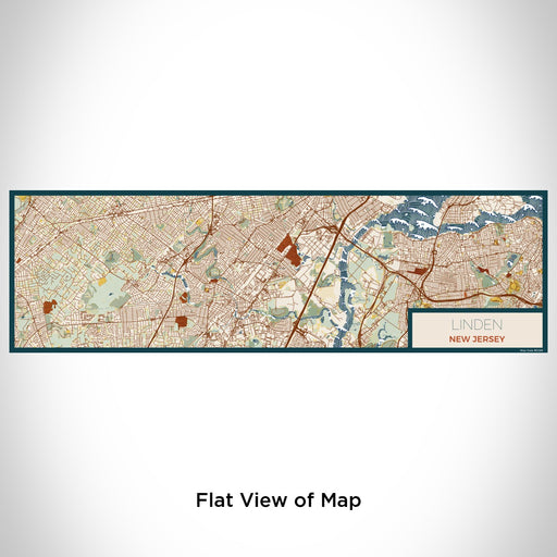 Flat View of Map Custom Linden New Jersey Map Enamel Mug in Woodblock