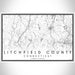 Litchfield County Connecticut Map Print Landscape Orientation in Classic Style With Shaded Background
