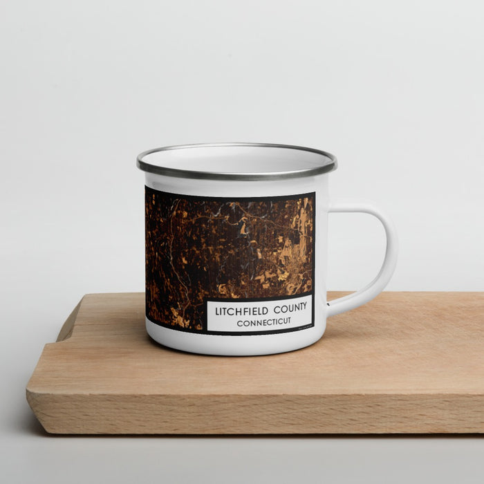 Right View Custom Litchfield County Connecticut Map Enamel Mug in Ember