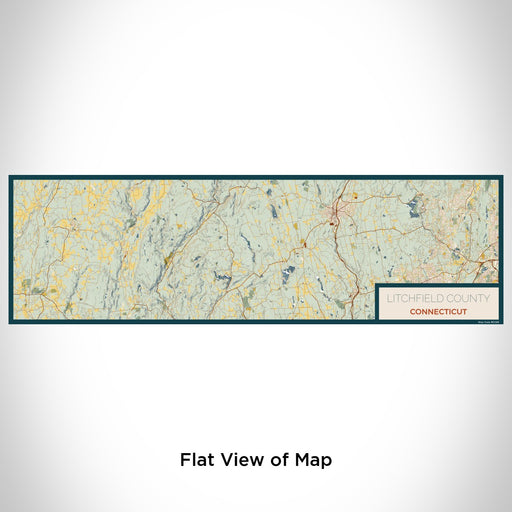 Flat View of Map Custom Litchfield County Connecticut Map Enamel Mug in Woodblock