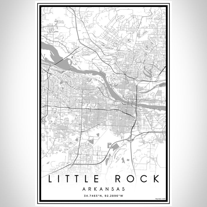 Little Rock Arkansas Map Print Portrait Orientation in Classic Style With Shaded Background