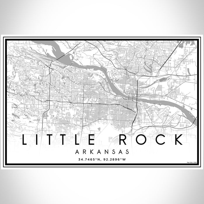 Little Rock Arkansas Map Print Landscape Orientation in Classic Style With Shaded Background