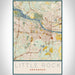Little Rock Arkansas Map Print Portrait Orientation in Woodblock Style With Shaded Background