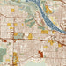 Little Rock Arkansas Map Print in Woodblock Style Zoomed In Close Up Showing Details