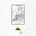 12x18 Little Switzerland North Carolina Map Print Portrait Orientation in Classic Style With Small Cactus Plant in White Planter