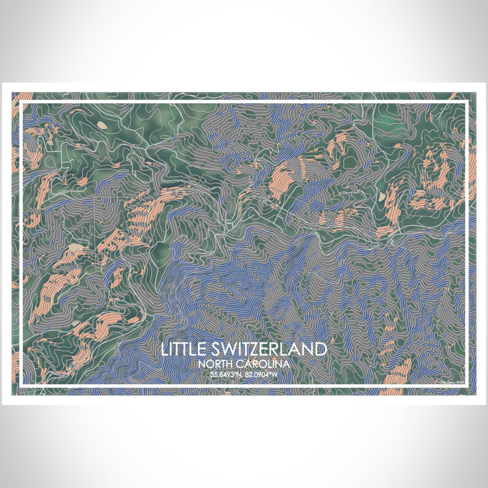Little Switzerland North Carolina Map Print Landscape Orientation in Afternoon Style With Shaded Background