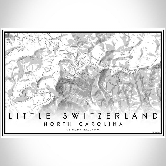 Little Switzerland North Carolina Map Print Landscape Orientation in Classic Style With Shaded Background