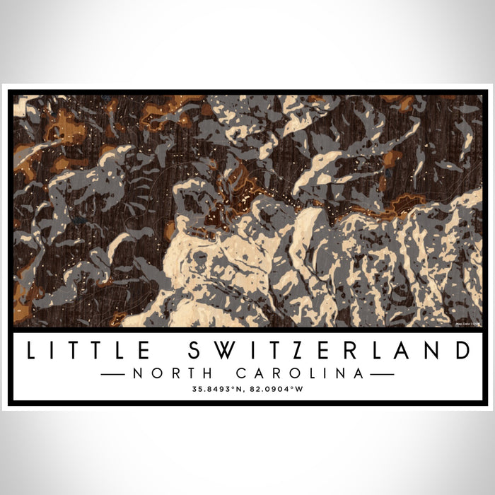 Little Switzerland North Carolina Map Print Landscape Orientation in Ember Style With Shaded Background