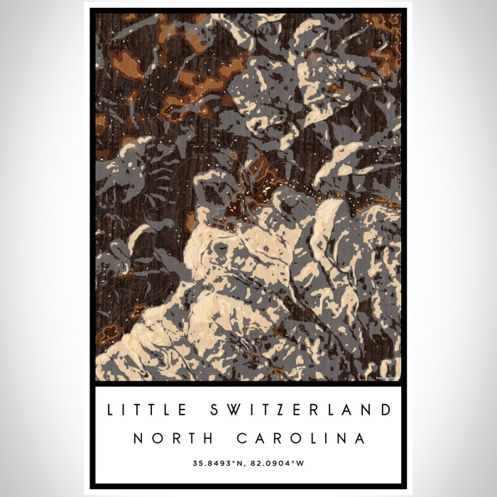 Little Switzerland North Carolina Map Print Portrait Orientation in Ember Style With Shaded Background