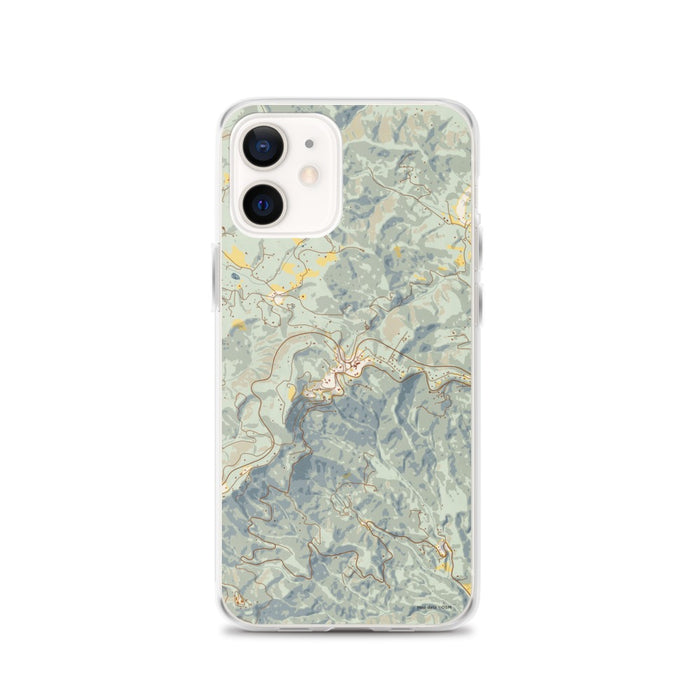 Custom iPhone 12 Little Switzerland North Carolina Map Phone Case in Woodblock