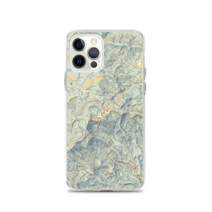 Custom iPhone 12 Pro Little Switzerland North Carolina Map Phone Case in Woodblock