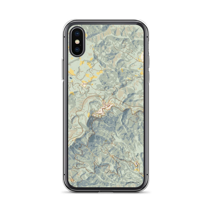 Custom iPhone X/XS Little Switzerland North Carolina Map Phone Case in Woodblock
