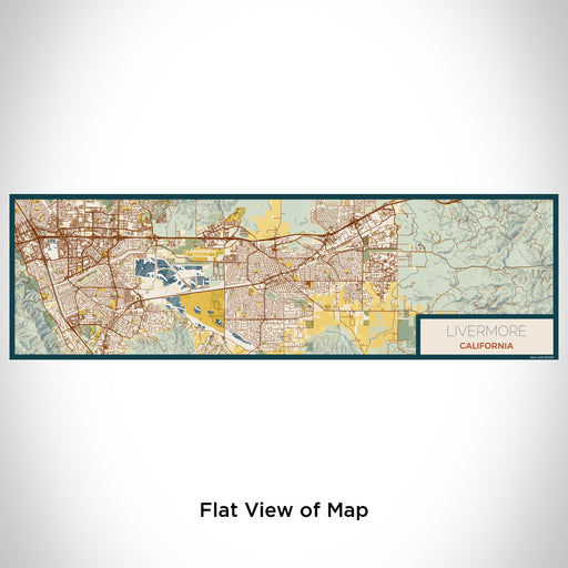 Flat View of Map Custom Livermore California Map Enamel Mug in Woodblock