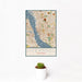 12x18 Liverpool England Map Print Portrait Orientation in Woodblock Style With Small Cactus Plant in White Planter