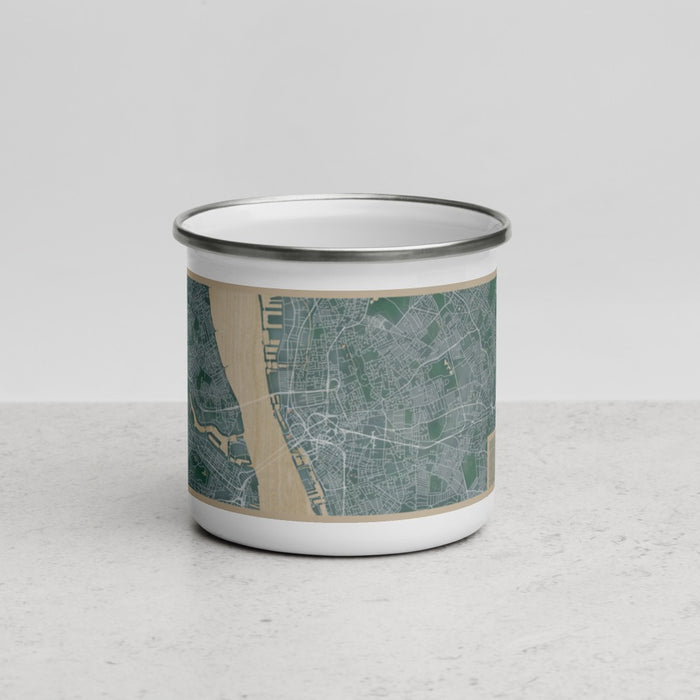 Front View Custom Liverpool England Map Enamel Mug in Afternoon