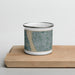 Front View Custom Liverpool England Map Enamel Mug in Afternoon on Cutting Board