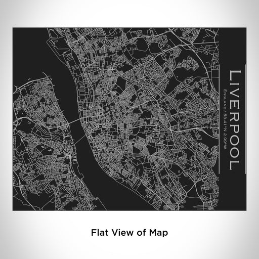 Rendered View of Liverpool England Map Engraving on 20oz Stainless Steel Insulated Bottle with Bamboo Top in Black