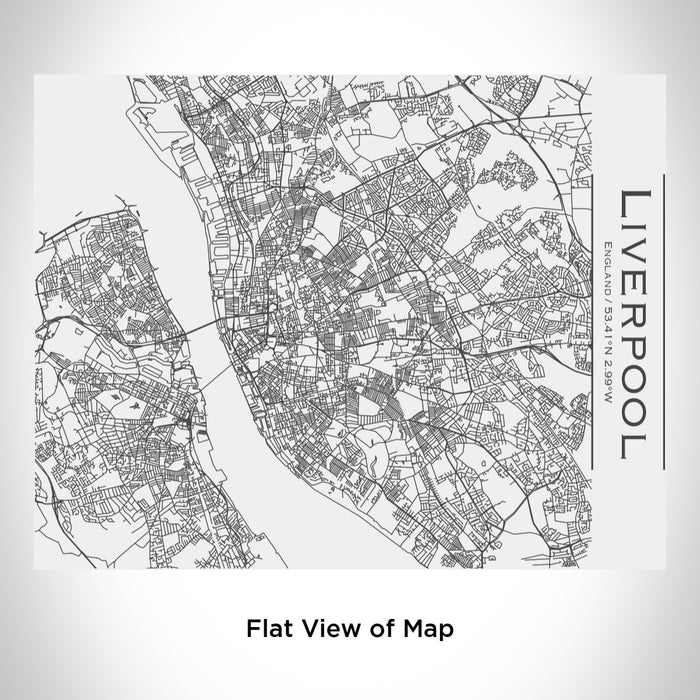Rendered View of Liverpool England Map Engraving on 20oz Stainless Steel Insulated Bottle with Bamboo Top in White