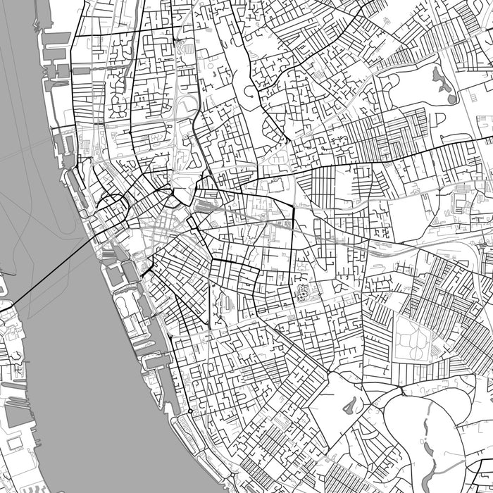 Liverpool England Map Print in Classic Style Zoomed In Close Up Showing Details