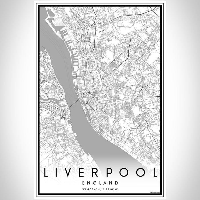 Liverpool England Map Print Portrait Orientation in Classic Style With Shaded Background