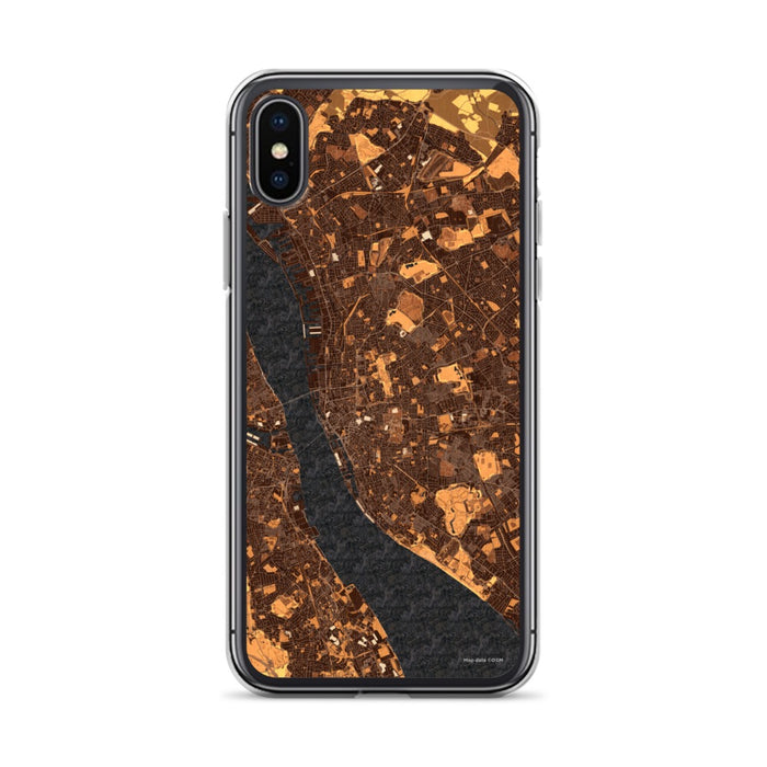 Custom iPhone X/XS Liverpool England Map Phone Case in Ember