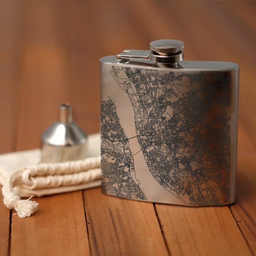 Liverpool England Custom Engraved City Map Inscription Coordinates on 6oz Stainless Steel Flask