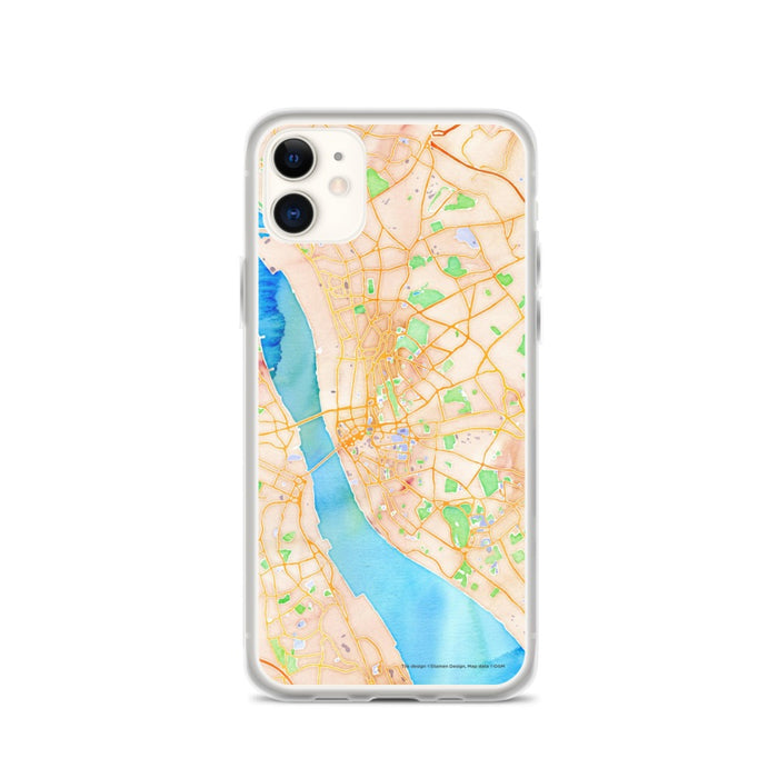 Custom iPhone 11 Liverpool England Map Phone Case in Watercolor