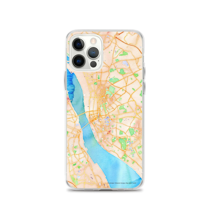 Custom iPhone 12 Pro Liverpool England Map Phone Case in Watercolor