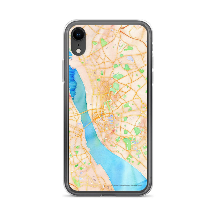 Custom iPhone XR Liverpool England Map Phone Case in Watercolor