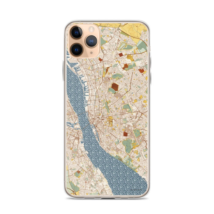 Custom iPhone 11 Pro Max Liverpool England Map Phone Case in Woodblock