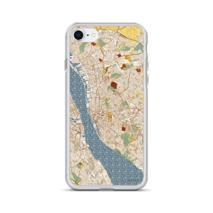 Custom iPhone SE Liverpool England Map Phone Case in Woodblock