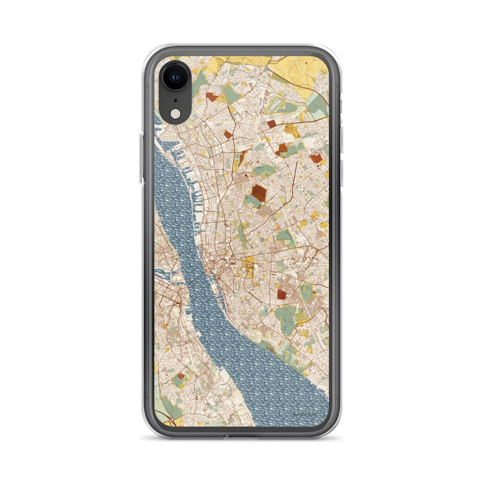 Custom iPhone XR Liverpool England Map Phone Case in Woodblock