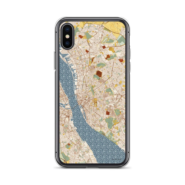 Custom iPhone X/XS Liverpool England Map Phone Case in Woodblock
