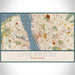 Liverpool England Map Print Landscape Orientation in Woodblock Style With Shaded Background
