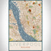 Liverpool England Map Print Portrait Orientation in Woodblock Style With Shaded Background