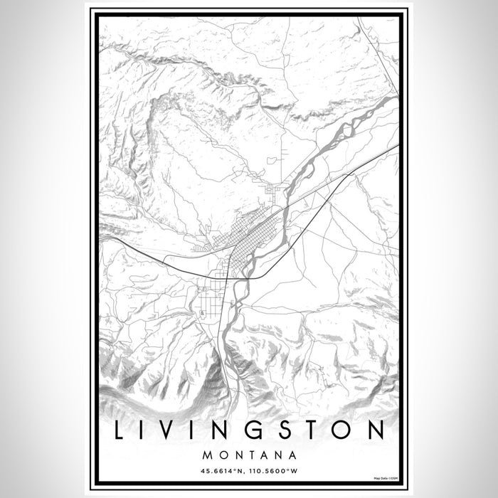 Livingston Montana Map Print Portrait Orientation in Classic Style With Shaded Background